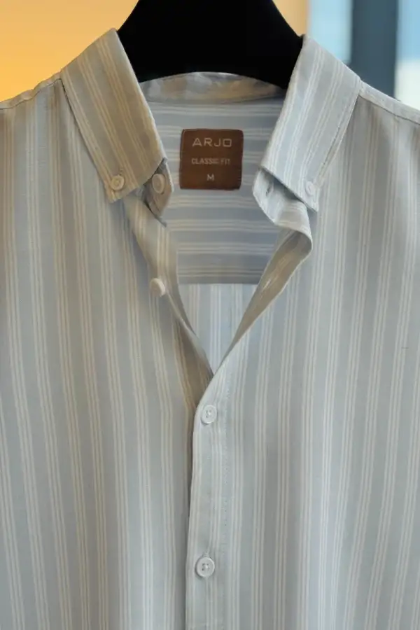 Classic Fit Light Grey Stripe Shirt