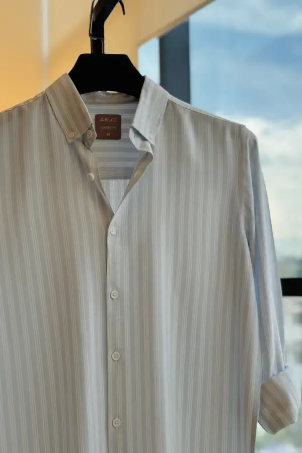Classic Fit Light Grey Stripe Shirt