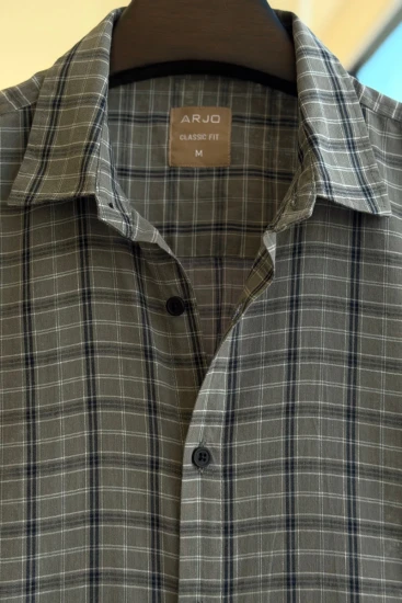 Muted Grey With Black & White Checks Shirt