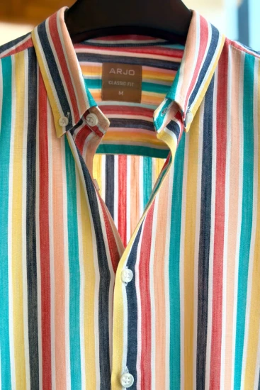 Teal Mustard Multistripe Shirt