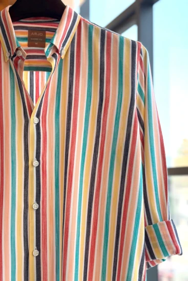 Teal Mustard Multistripe Shirt