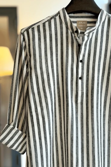 Charcoal Black With Off-White Stripes