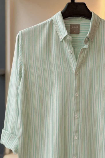 Mint Green with White & Pastel Lemon Striped Shirt