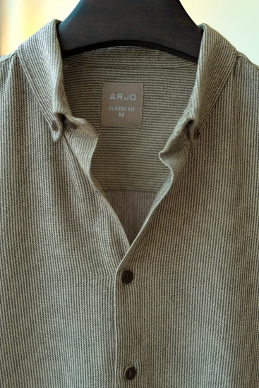 Dark Beige with Dark Chocolate Pinstriped Shirt