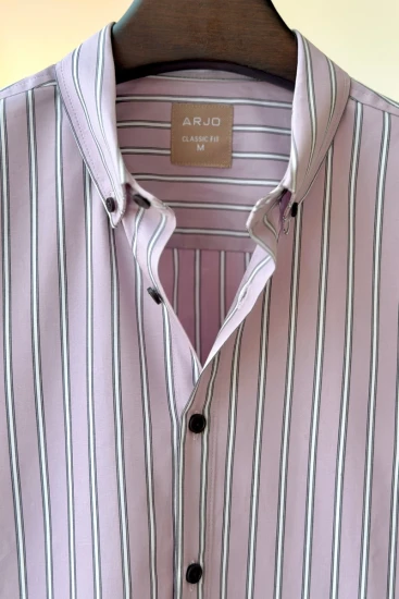 Lavender White and Black Accent Stripes Shirt