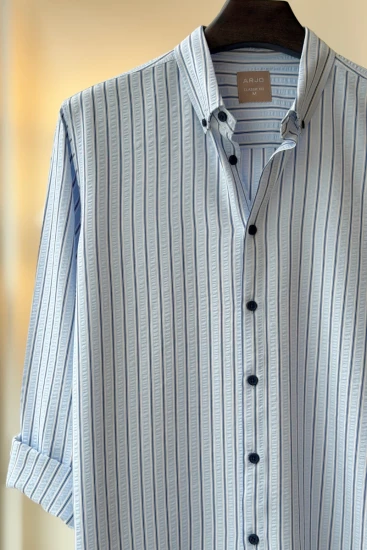 Light Blue And White Striped Shirt