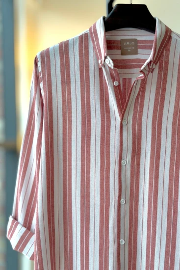 Dusty Red And White Striped Shirt