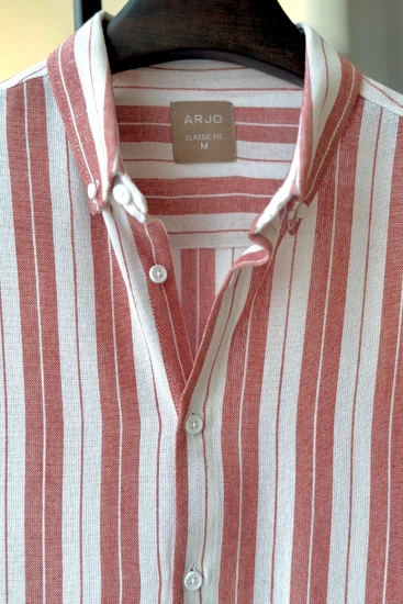 Dusty Red And White Striped Shirt