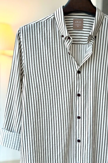 Off-White With Dark Chocolate Stripes Shirt