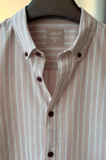 Light Brownish With White And Gray Stripes Shirt