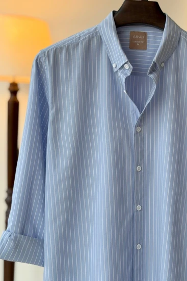Pale Blue With White Pinstripes Shirt