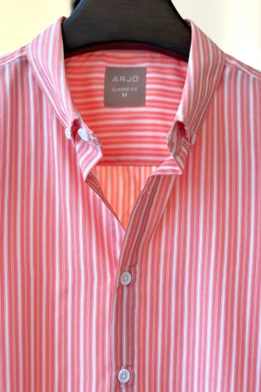 Salmon Pink With White Stripes Shirt