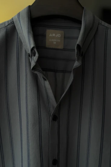 Slate Gray With Dark Blue Vertical Stripes Shirt