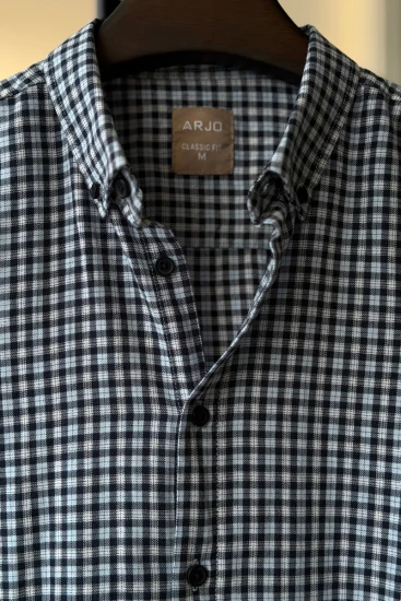 Navy Blue And White Checked Shirt