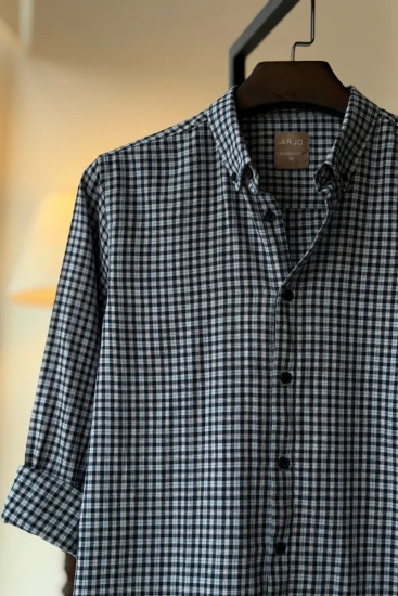 Navy Blue And White Checked Shirt