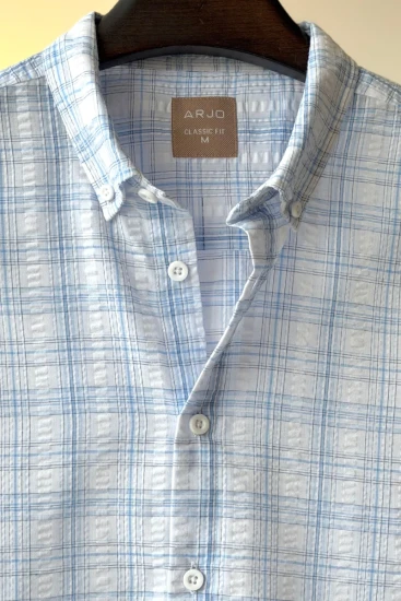 White And Sky Blue Checked Shirt