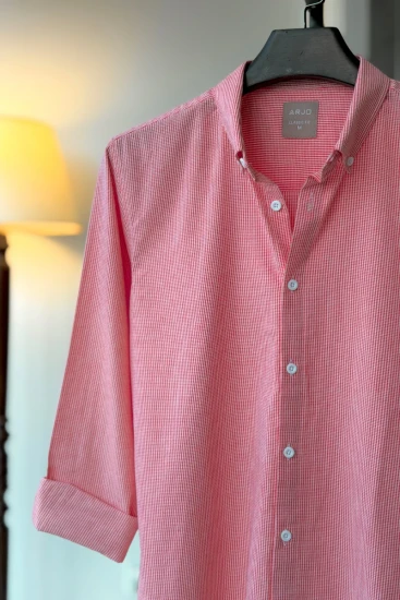 Red And White Micro Check Shirt
