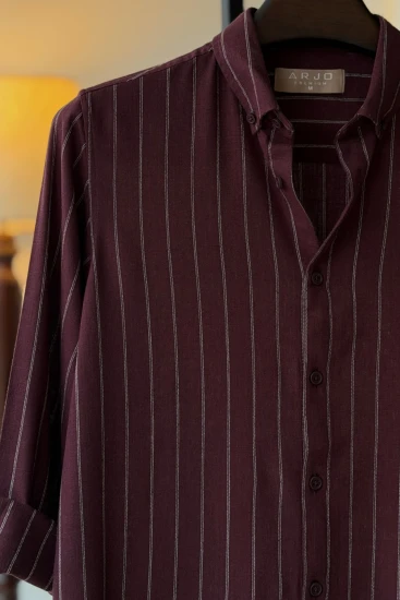 Dark Plum With White Pinstripes Shirt