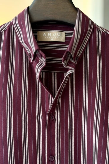 Royal Maroon With White And Black Stripes Shirt