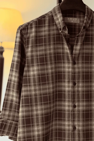 Dark Chocolate With Lighter Gray Check Shirt
