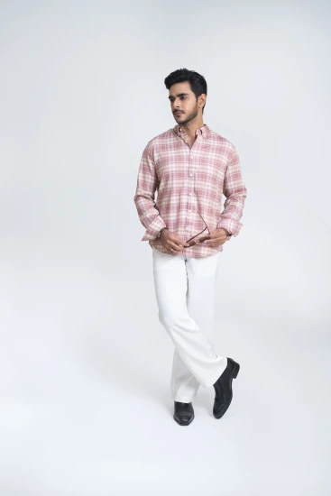 Light Pink With Lighter Gray Check Shirt