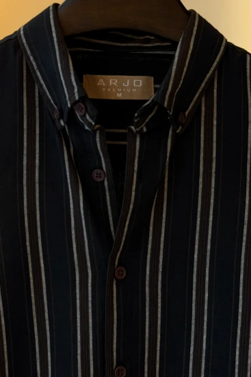 Black With White And Brown Stripes Shirt