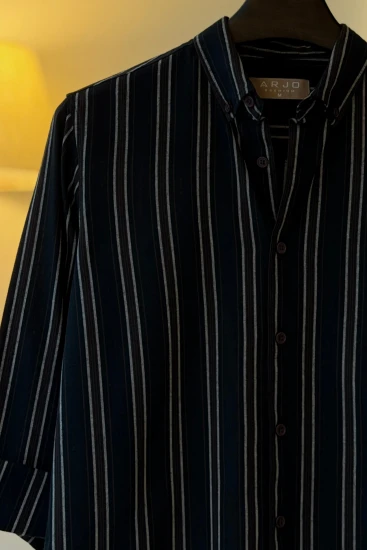 Black With White And Brown Stripes Shirt