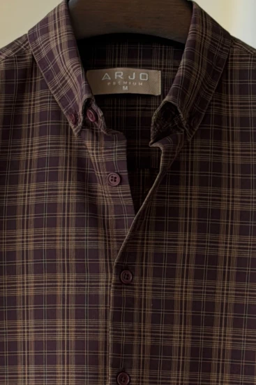 Dark Charcoal Purple Check Shirt