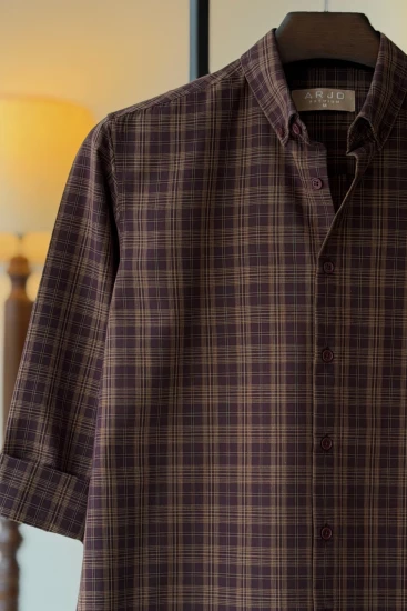 Dark Charcoal Purple Check Shirt