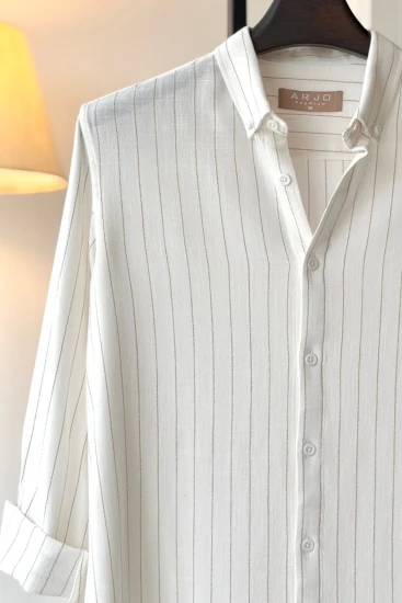 White With Brown Pinstripes Shirt