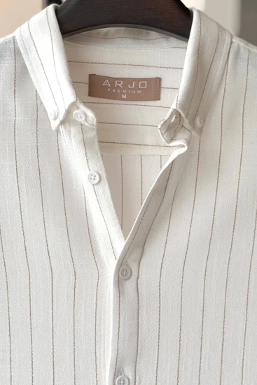 White With Brown Pinstripes Shirt