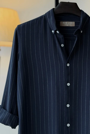 Dark Navy With White Pinstripes Shirt