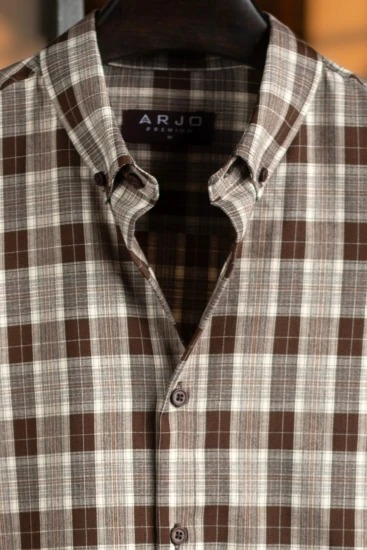 Grey-Off-White & Chocolate Plaid Premium Shirt