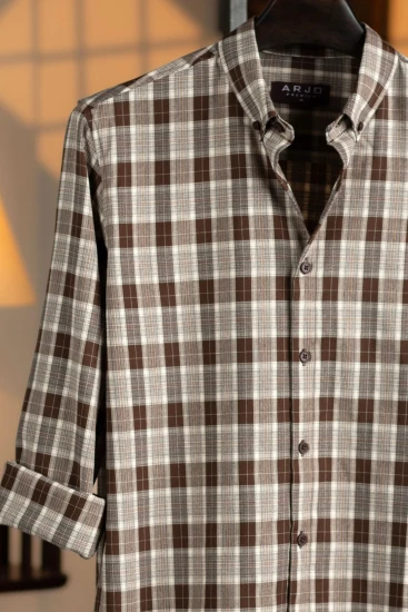 Grey-Off-White & Chocolate Plaid Premium Shirt