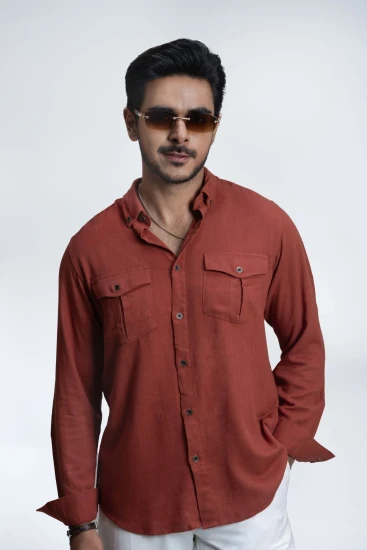 Rusty Orange Double Pocket Premium Shirt