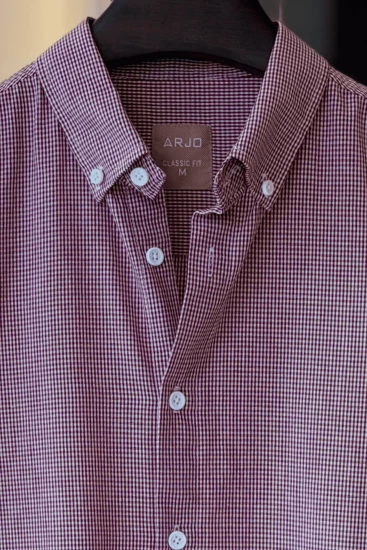 Maroon & White Micro Check Shirt