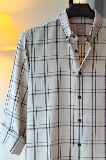 Wheat Brown with Chocolate Check Shirt