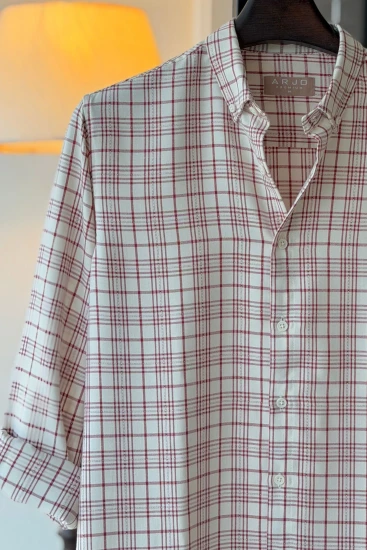 Off-white with Reddish Brown Check Premium Shirt
