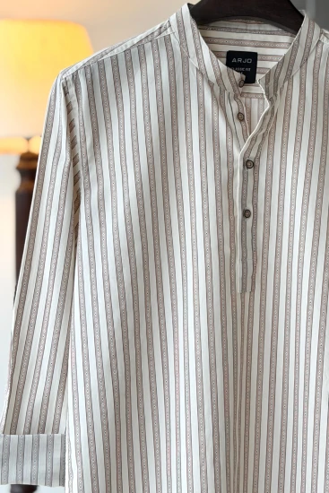White with Espresso-Gray & Black Intricate Stripes Katua