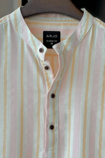 Pink Peach with White & Butterscotch Stripes Katua