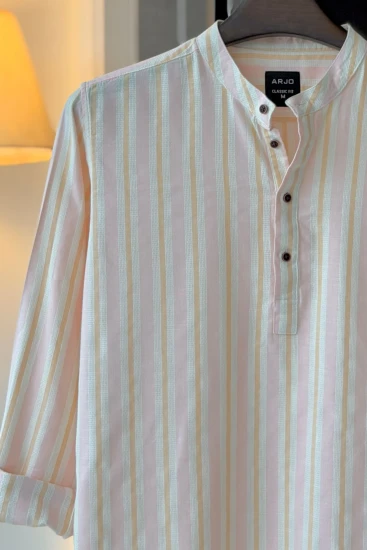 Pink Peach with White & Butterscotch Stripes Katua