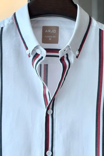White with Black & Red Stripes Shirt