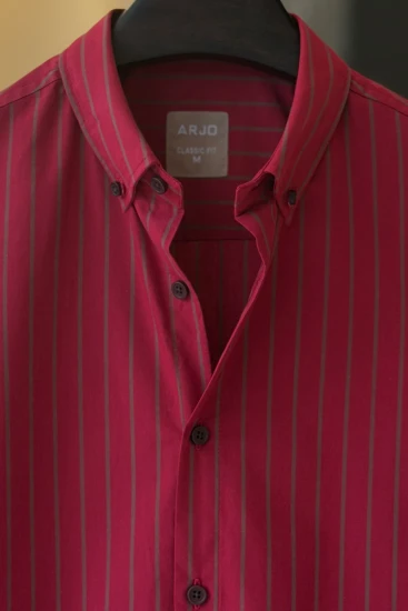 Rose Red with Olive Stripes Shirt