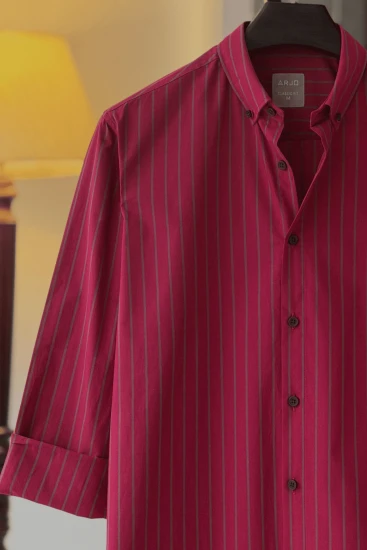 Rose Red with Olive Stripes Shirt