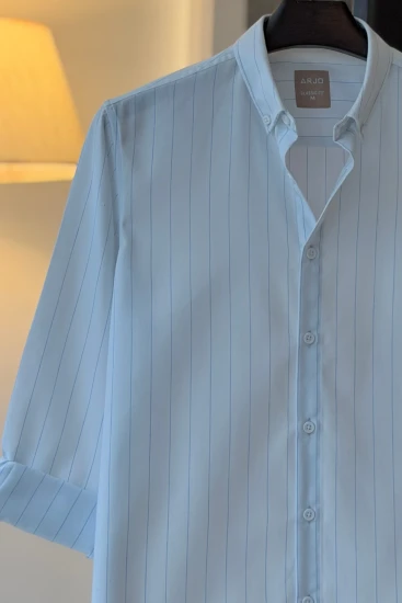 Cool White with Sky Blue Pinstripes Shirt