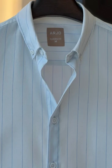 Cool White with Sky Blue Pinstripes Shirt