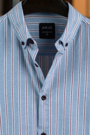 Light Blue with White & Chocolate Stripes Shirt