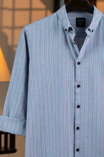 Light Blue with White & Chocolate Stripes Shirt