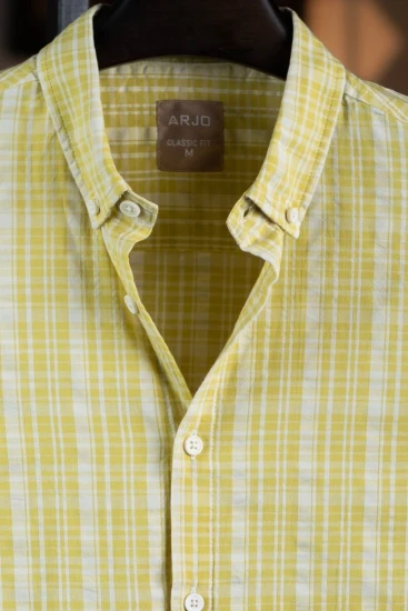 Light Lemon Green & White Plaid Shirt