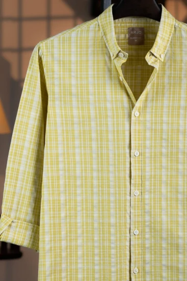 Light Lemon Green & White Plaid Shirt